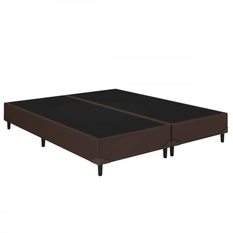 Base Cama Box King 192x203x25 Sued Marrom Sanmade Maite