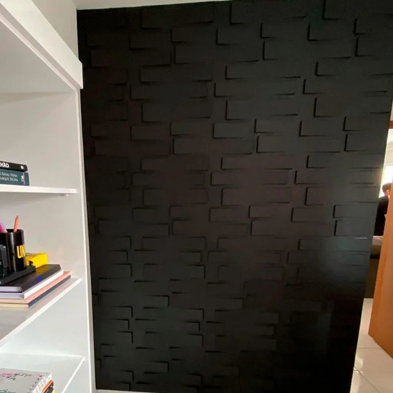 50 Unid Revestimento Alevante Preto 3D Alto Relevo 50X50Cm