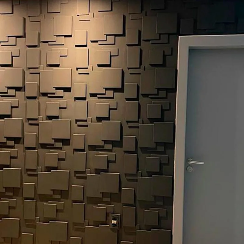 Revestimento De Pvc Kit 40 Placas 3D Quadratto Preto 50X50Cm