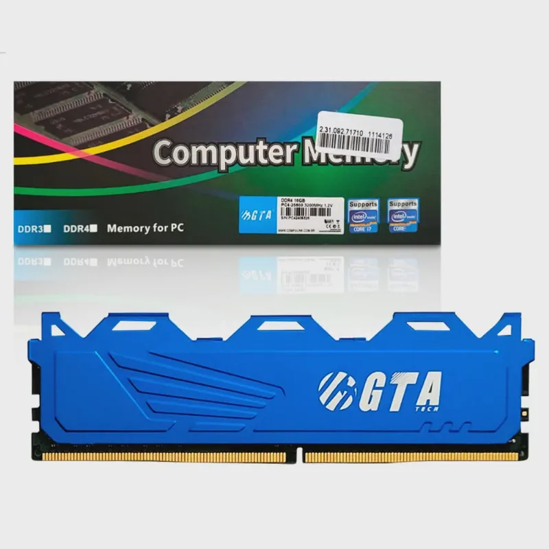 Memoria 16Gb Ddr4 3200 CL22 1.2V Desktop c/ Dissipador udimm GT16G3200L22DC gta Tech