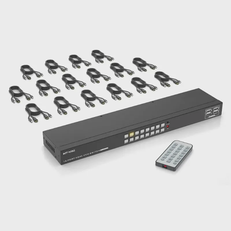 Switch 16 Portas kvm 4K Hdmi/Usb 3480X2160 c/ Cabo Rack 19 MT-1601HK-C mt-viki