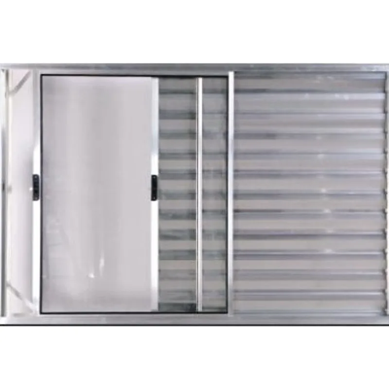 Janela veneziana 3 folhas 1,00(A) X 1,20(L) sem grade aluminio brilhante