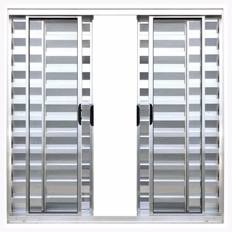Janela veneziana 6 folhas 1,00(A) X 2,00(L) sem grade aluminio brilhante