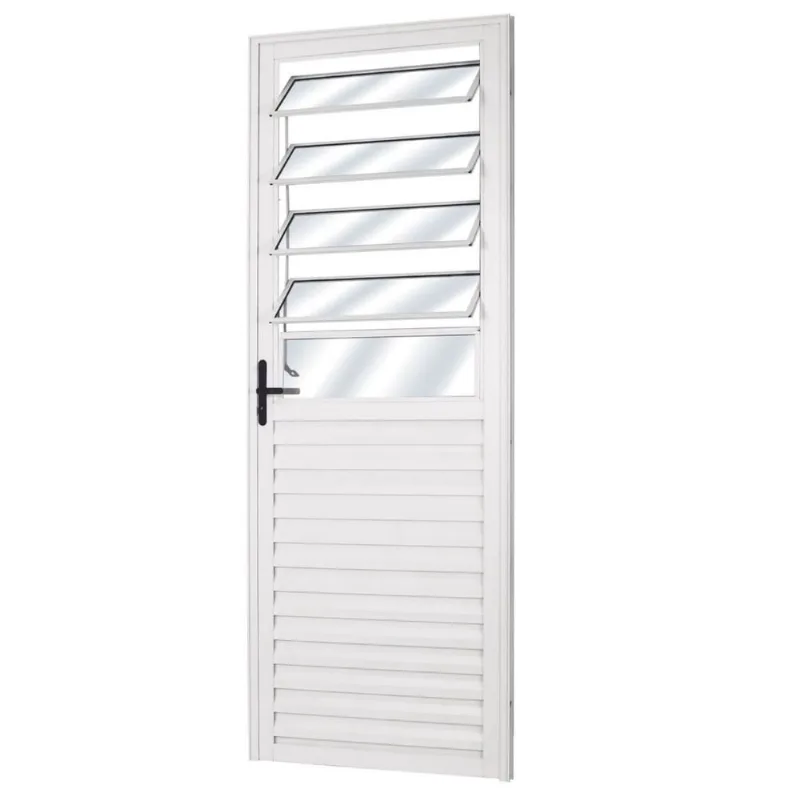 Porta De Alumínio Basculante 2,10 X 0,90 Direita Linha Normatizada Cor Branco