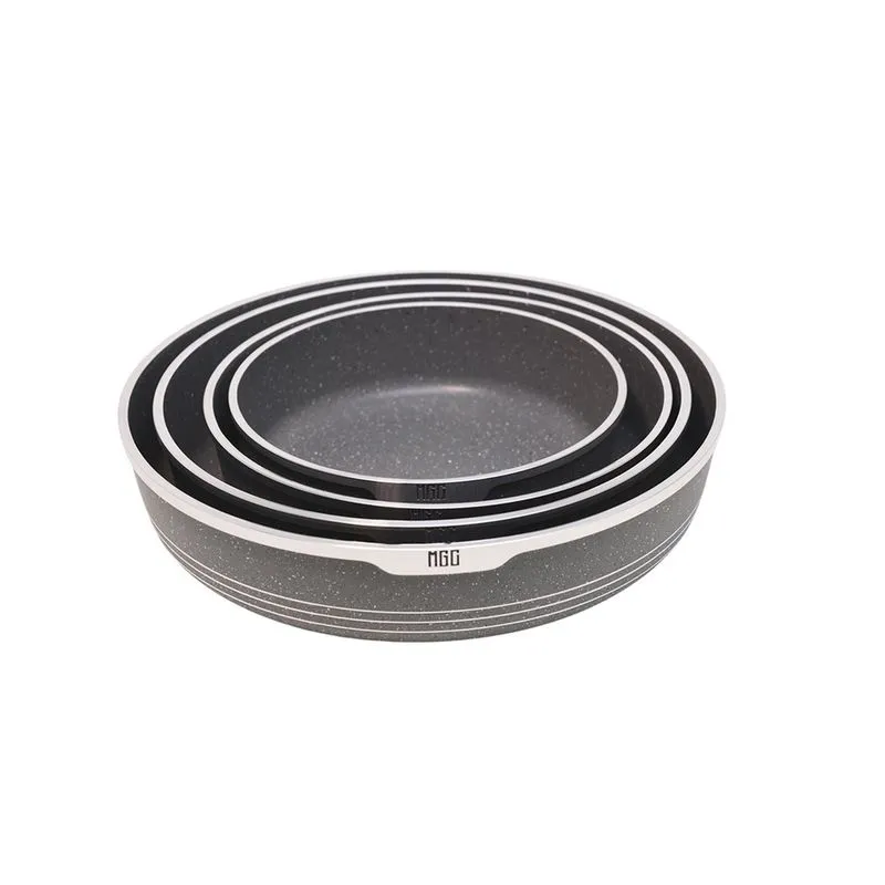 Conjunto de Assadeiras Antiaderente Revestimento Mármore Cerâmico 4 peças Cinza