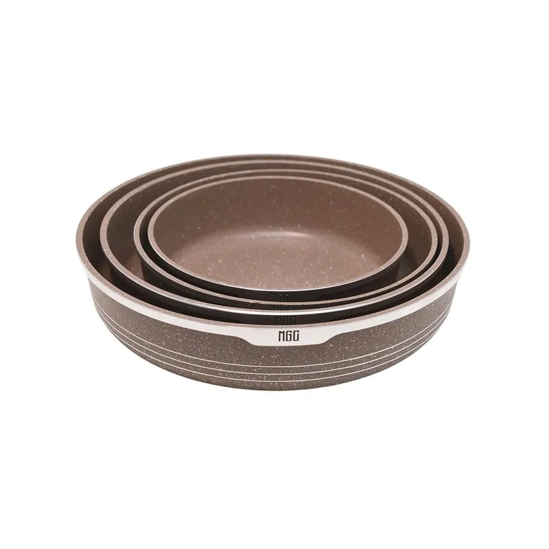 Conjunto de Assadeiras Antiaderente Revestimento Mármore Cerâmico 4 peças Marrom