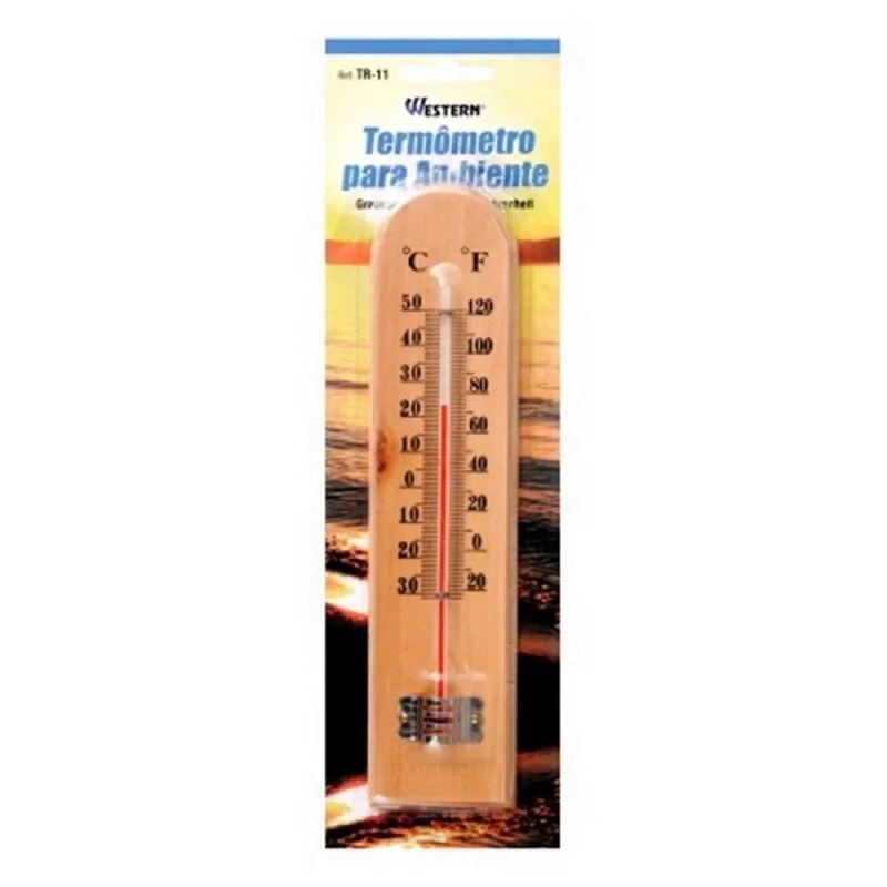 Termômetro De Ambiente 19,5cm Madeira