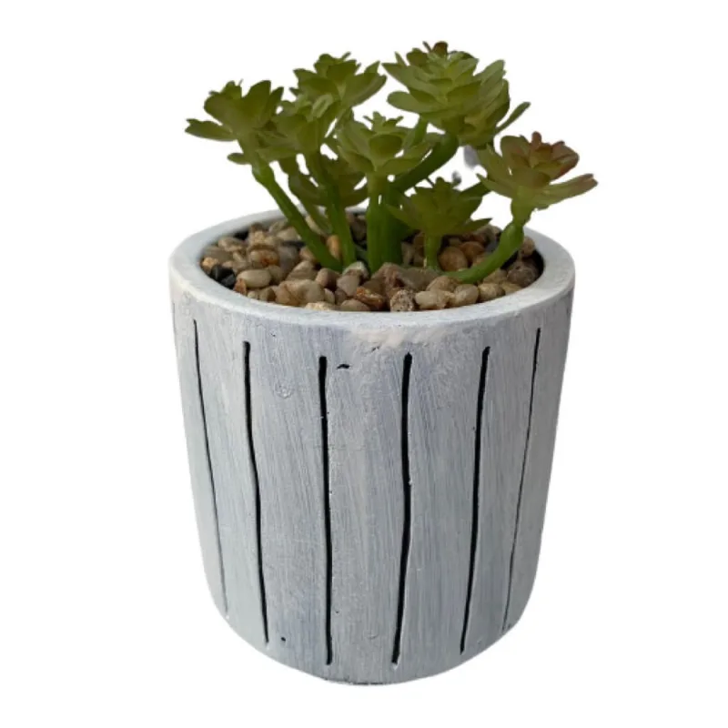 Vaso decorativo com pintura artesanal e estampa listra