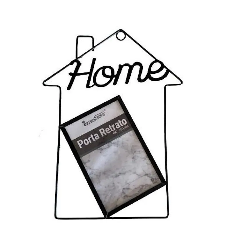 Quadro Porta Retrato Home Preto Moderno De Metal Aramado