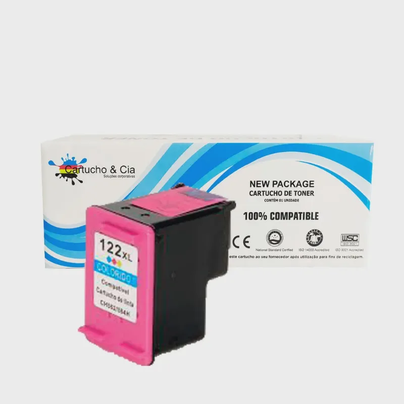 Cartucho de tinta compatível com hp 122XL 122 CH564HB colorido 13ML- Cartucho & Cia