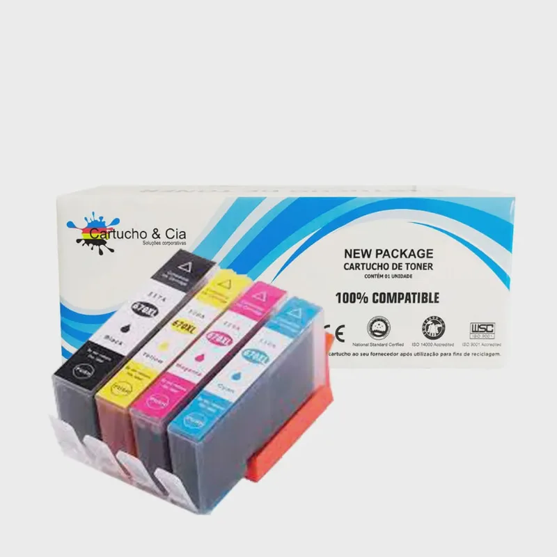 Cartucho de tinta compatível com hp 670XL CZ117AB 4615 4625 5525 preto importado 21.6 ml - Cartucho & cia