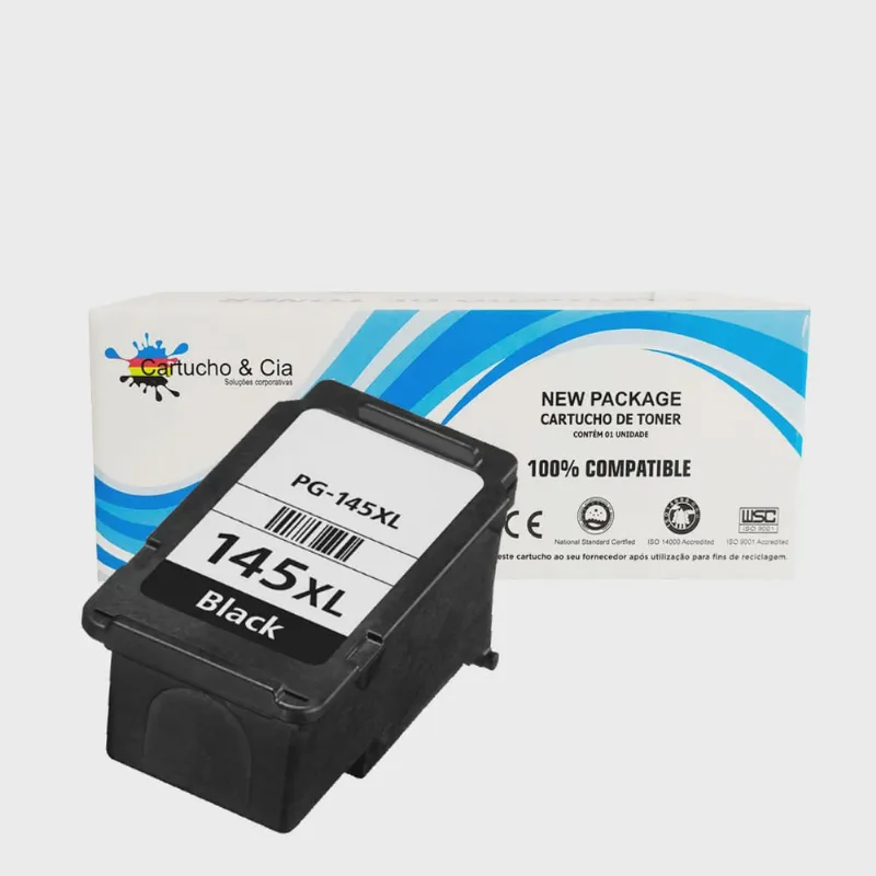 Cartucho de Tinta Compatível PG145XL Preto Mg2410 Mg2510