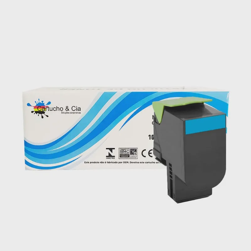 Toner Compatível Lexmark CX410 CX510DN 80C8SC0 Ciano 4K