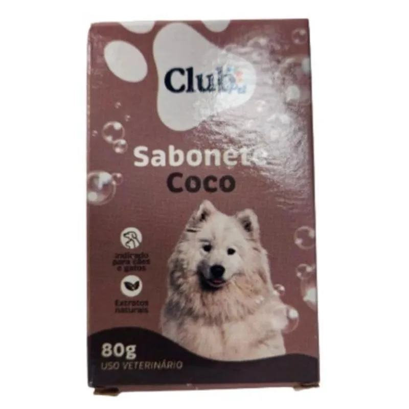 Sabonete De Coco Para Cães E Gatos 80 G Club Pet