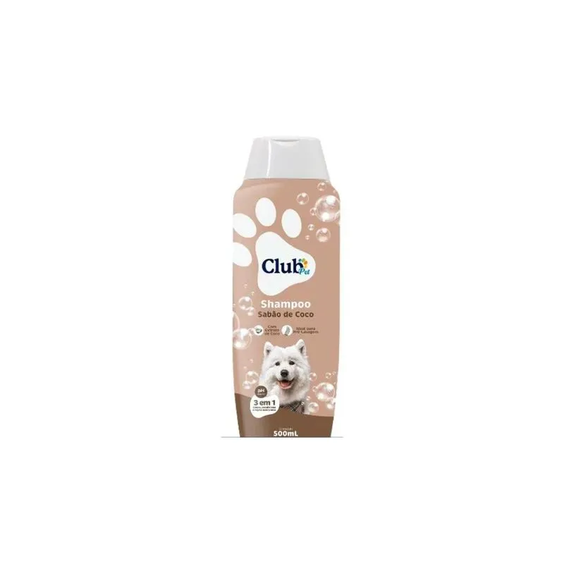 Shampoo Sabão De Coco 3 Em 1 Cães E Gatos 500 Ml Club Pet