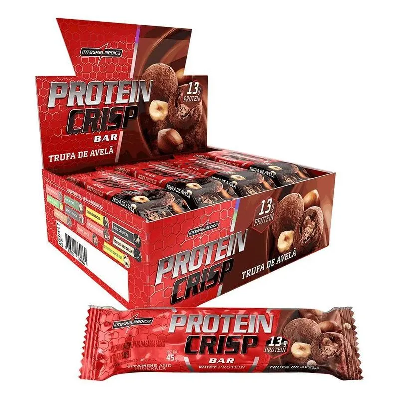 3x Barrinha De Proteina Crisp Bar Cx 12unid/ 45g Integralmed