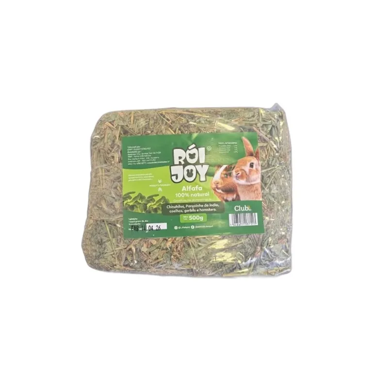 CLUB PET ROI JOY CHINCHILAS PORQUINHO DA INDIA COELHOS GERBILS HAMSTERS ALFAFA 500G - petshop Malu