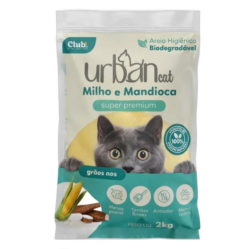 URBAN CAT AREIA HIGIENICA MANDIOCA MILHO 2KG - petshop Malu