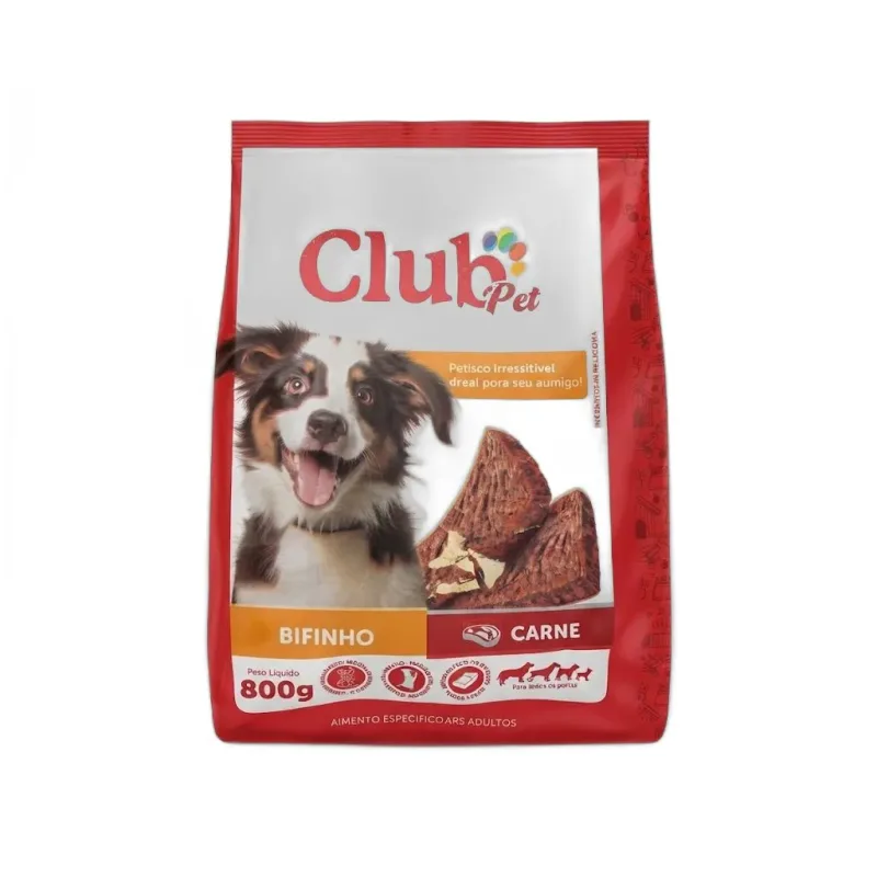 CLUB PET PETISCO CAES BIFINHO CARNE 800G - petshop Malu