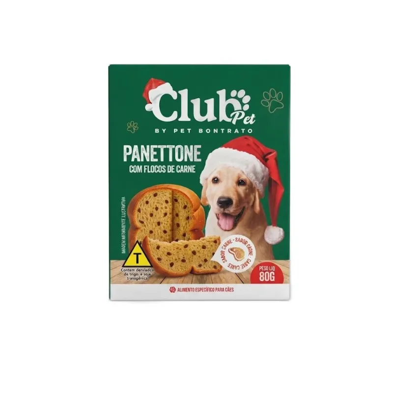 CLUB PET PANETTONE CAES FLOCOS DE CARNE 80G - petshop Malu