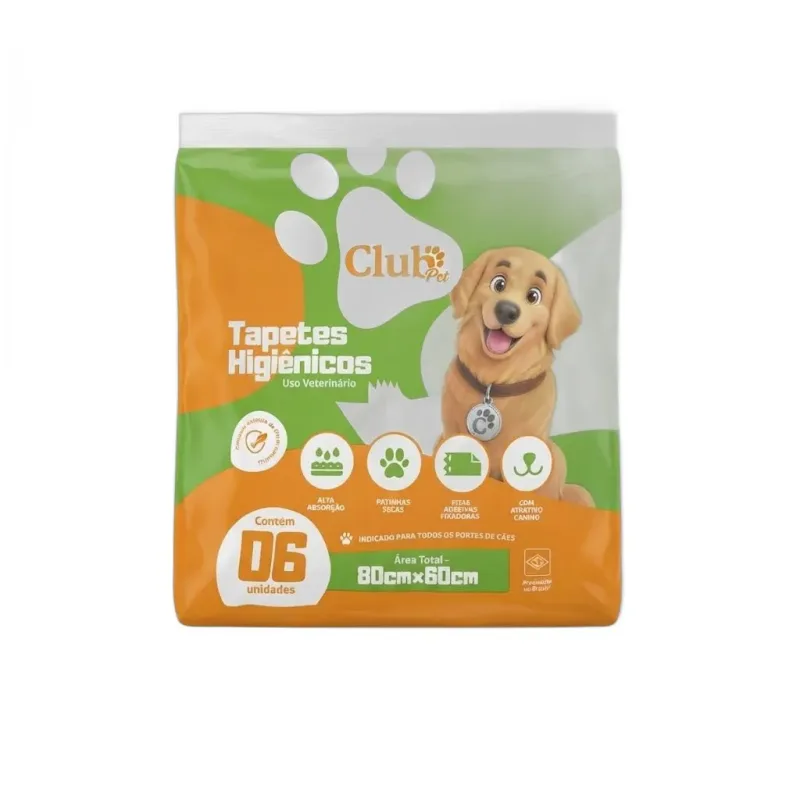 CLUB PET TAPETE HIGIENICO 80X60CM 6UN - petshop Malu
