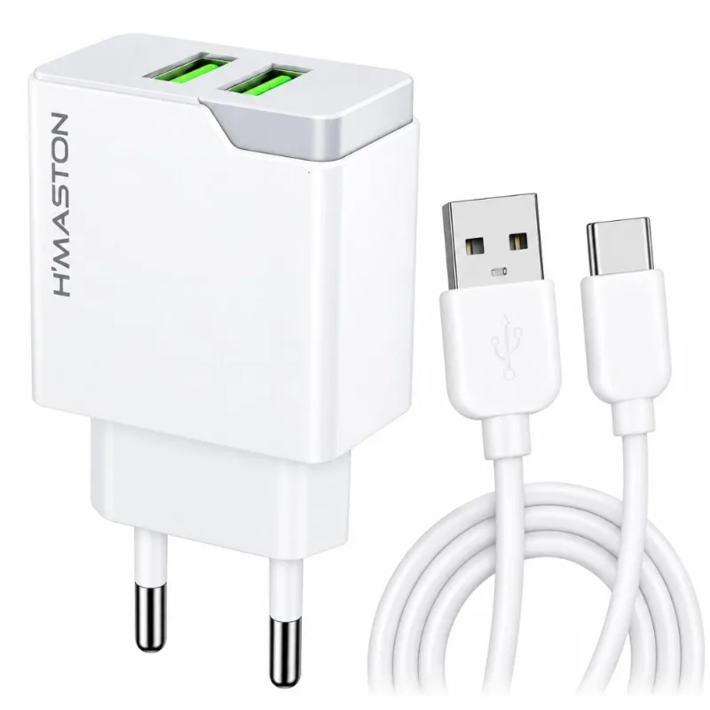 Carregador Turbo 4.8a Branco 2 Usb Tipo-c Y45-3 - H'maston