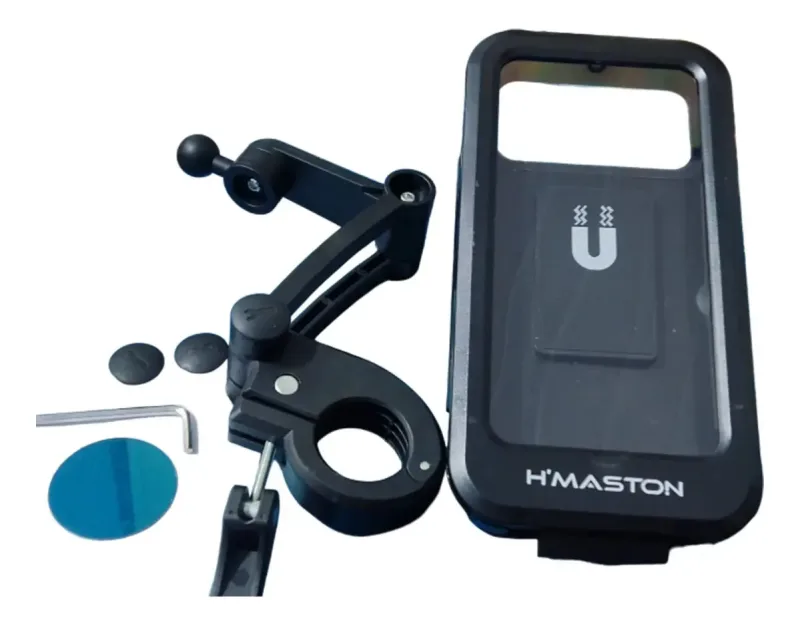 Suporte Celular H'maston Impermeável Rotação 360° Para Moto Bicicleta Preto - Belotoeletroshop