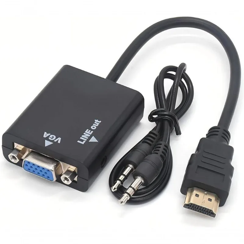 Cabo Conversor HDMI para VGA Adaptador com Áudio Estéreo P2 Plug And Play LF Presentes