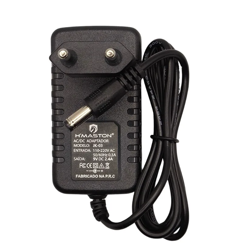 Fonte de Alimentação ac/dc 9V 2.4A, Plug 5.5mm P4, JK-03, H'Maston- Preto