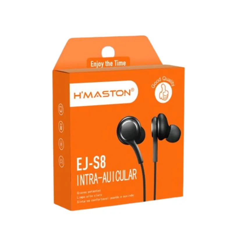Fone de Ouvido Preto Intra Auricular EJ-S8. Hmaston - UN
