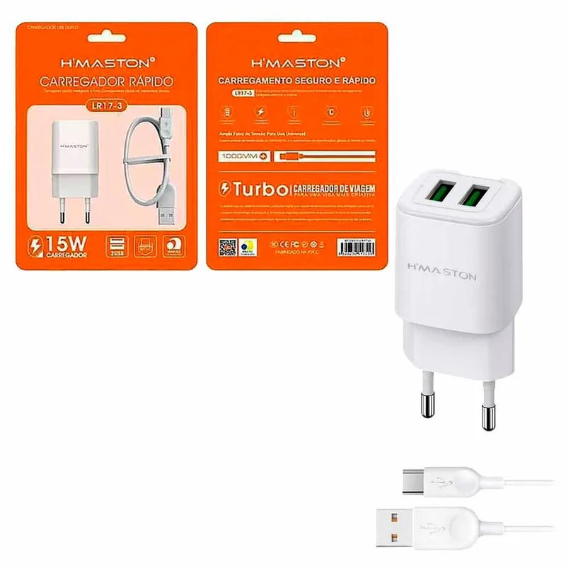 Carregador para Celular USB Tipo C 15W LR17-3 Hmaston - UN
