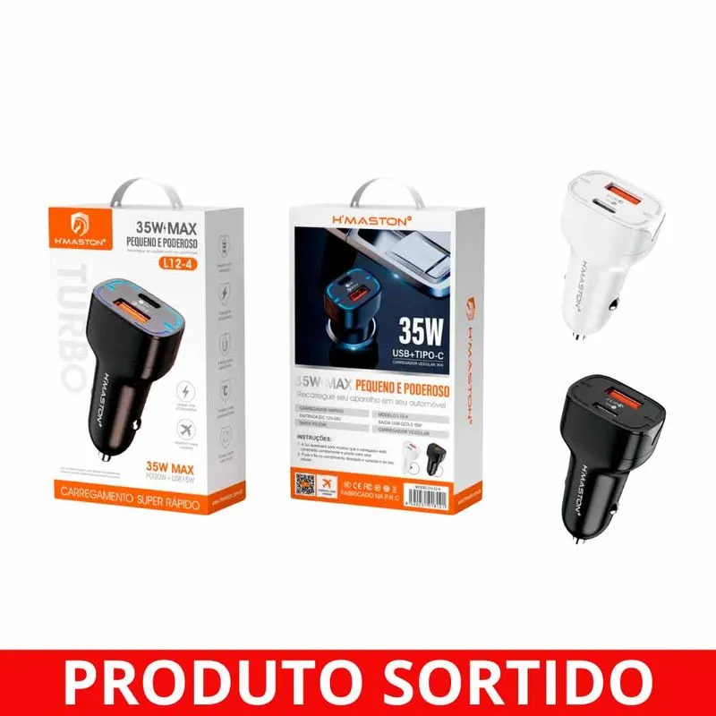 Carregador Veicular USB/USB-C L12-4 Hmaston - UN
