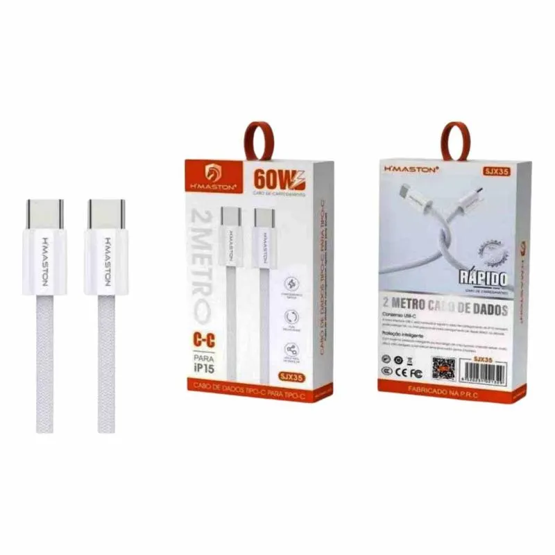 Cabo Tipo C x Tipo C 2m Branco SJX35 Hmaston - UN