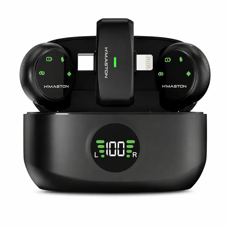 Microfone Lapela Sem Fio H'Maston MK23 2 em 1