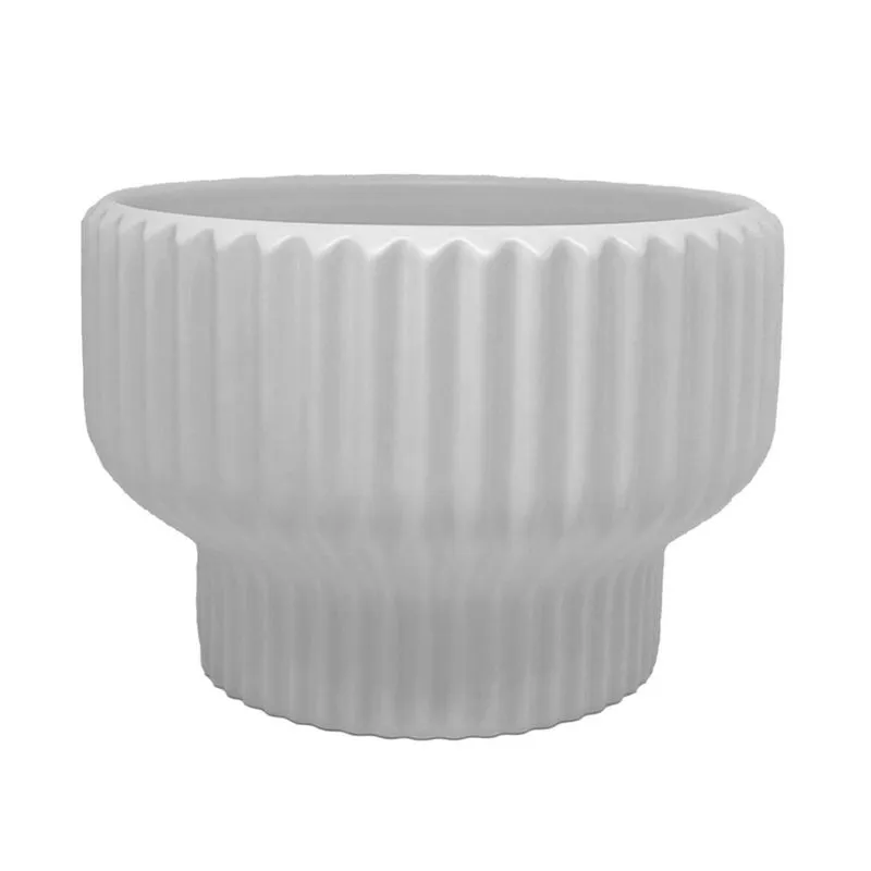 Vaso Moder Stripes Branco 15x10cm Ceramica Mai Home