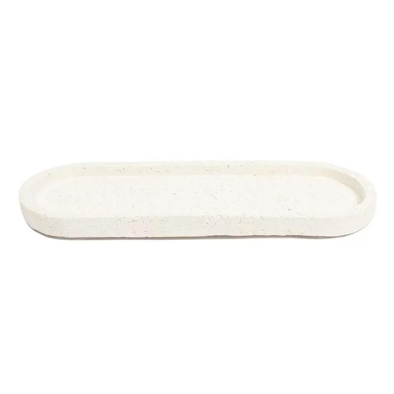 Bandeja Oval Stone Classic Branco 13x30 5 Cimento - Mai Home