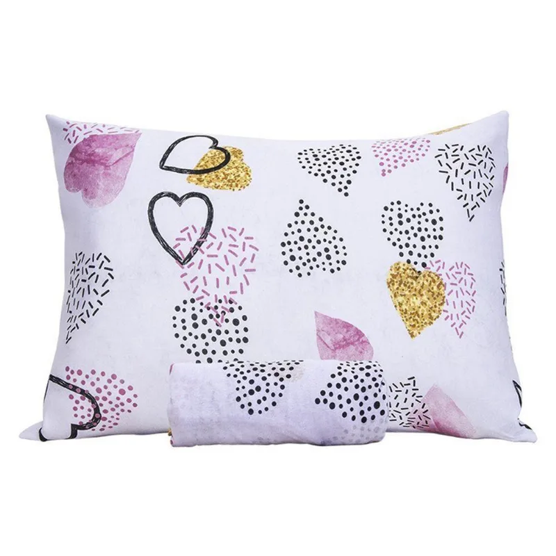 Jogo De Cama Solteiro Doce Vida Malha Misto Estampado Sweet Love 2 Pçs Com Elastico Lavanda