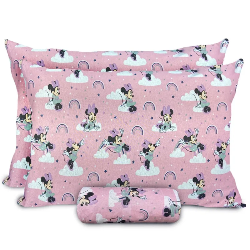 Jogo De Cama Infantil Minnie Sparkly Casal Disney Simples 3 Peças Malha Portallar