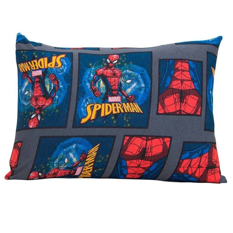 Fronha Portallar Malha Disney Estampada Marvel Spider Bloco 48cmx68cm Cinza