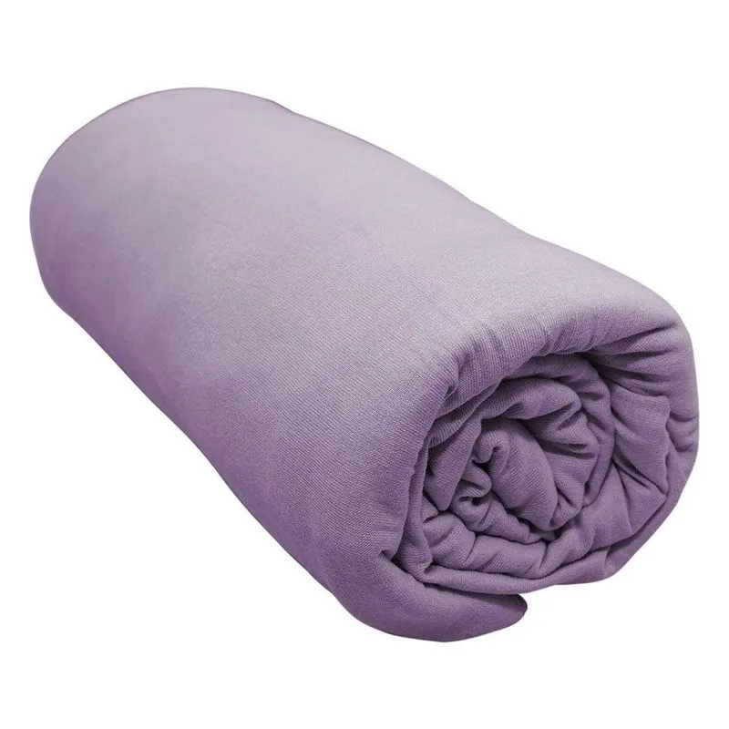 Lençol Com Elástico Solteiro Portallar Malha 100% Algodão Liso Linha Casa Violeta