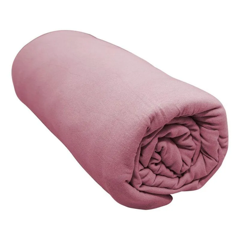Lençol Com Elástico Casal Portallar Malha 100% Algodão Liso Linha Casa Rosa Cravo