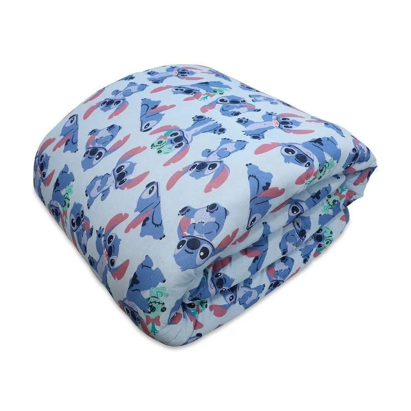 Edredom Estampado 1 Peça Portallar Disney Stitch E Xepa-azul Jeans Casal
