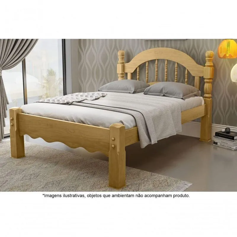 Cama Casal Em Madeira Maciça Torneada 1,40 Siena Imbuia