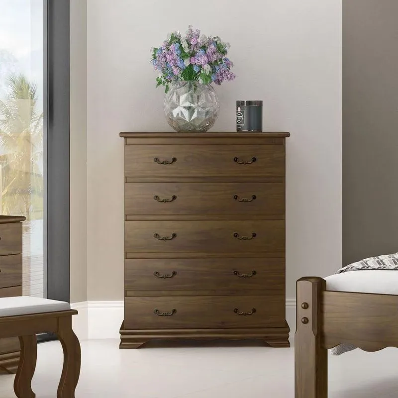 Cômoda Para Quarto 5 Gavetas Em Madeira Maciça Eliane Castanho - Straub Web