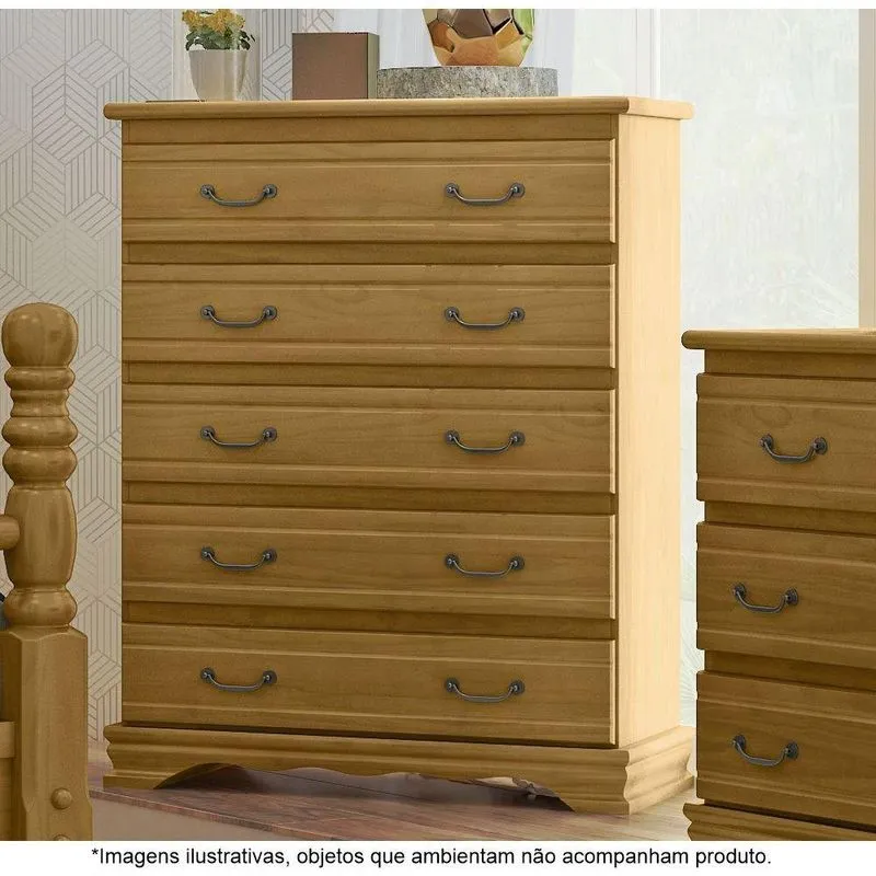 Cômoda Para Quarto 5 Gavetas Em Madeira Maciça Mônaco Imbuia - Straub Web