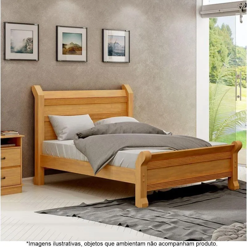 Cama Casal Em Madeira Maciça 1,40 Júlia Mel
