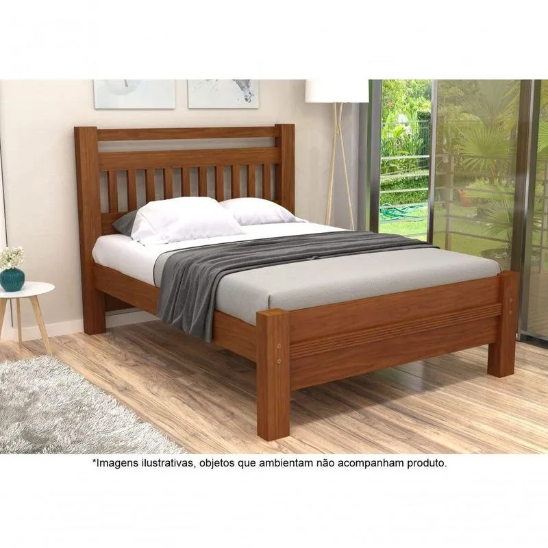 Cama Casal Em Madeira Maciça 1,60 Orleans Avelã