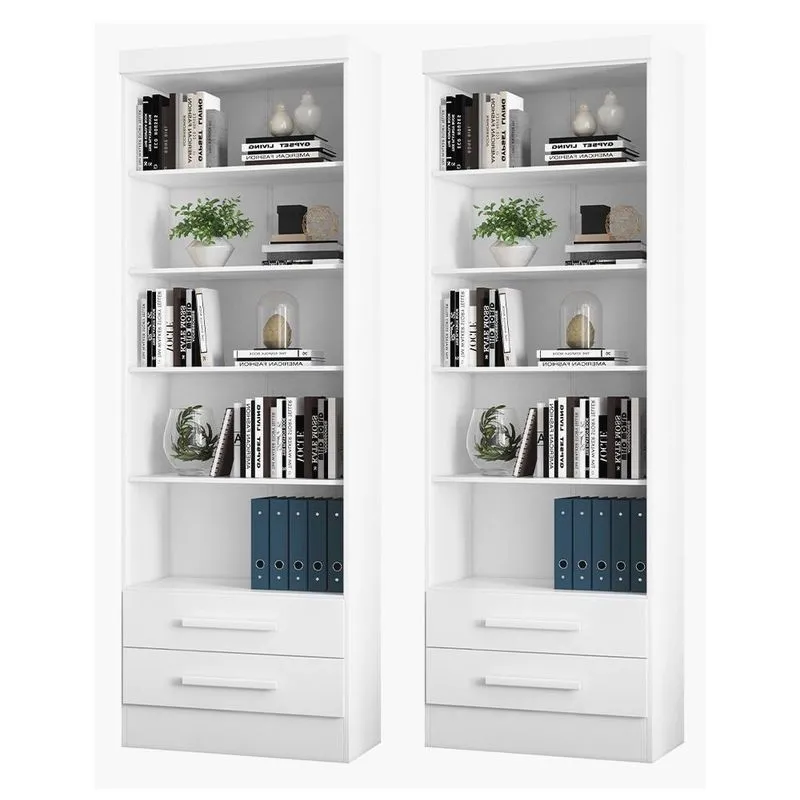 Kit com 02 Estantes Livreiros 3420 Qmovi Branco