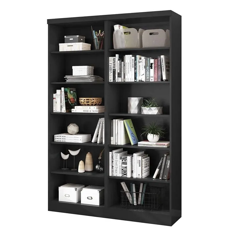 Kit com 02 Estantes Livreiros 1404 Qmovi Preto