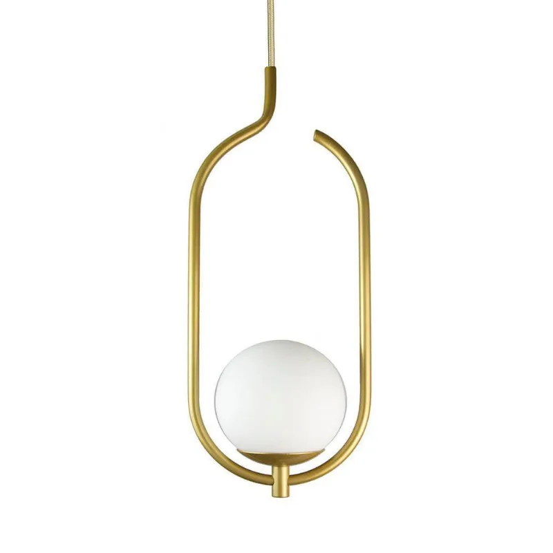 Lustre Pendente On Clip - Ouro Com Globo De Vidro Branco